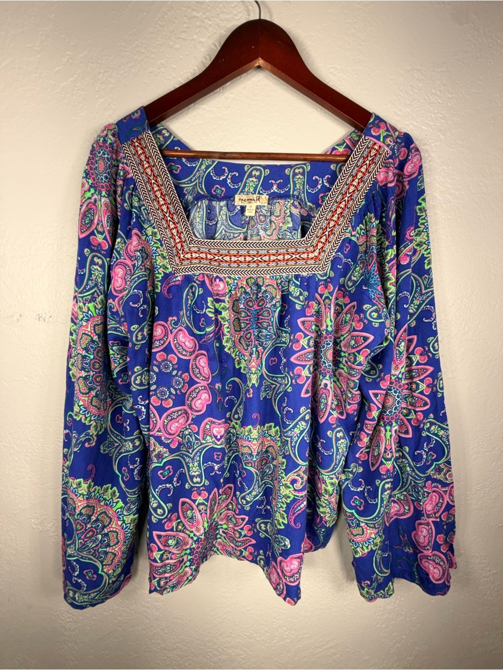 ONE WORLD Paisley Square-Neck Tunic - Blue, Pink & Green